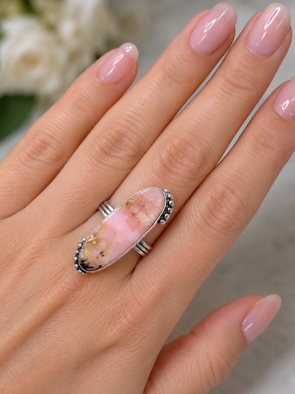 Pink Peruvian Opal Ring